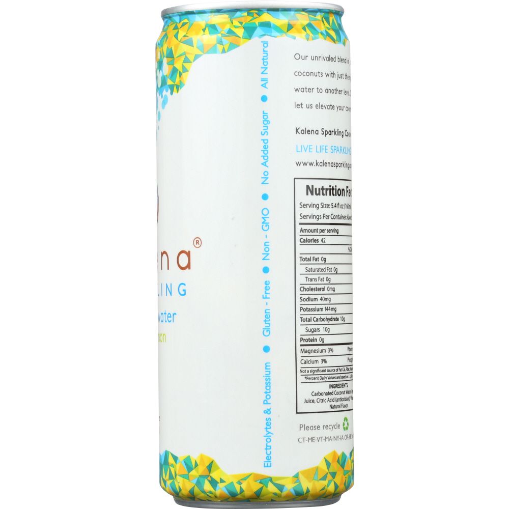 KALENA SPARKLING COCONUT WATER: Sparkling Lemon Coconut Water, 10.8 oz