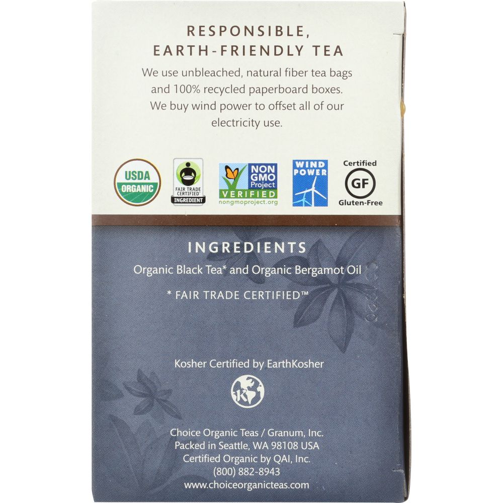 CHOICE TEA: Organic Earl Grey Tea, 16 bg