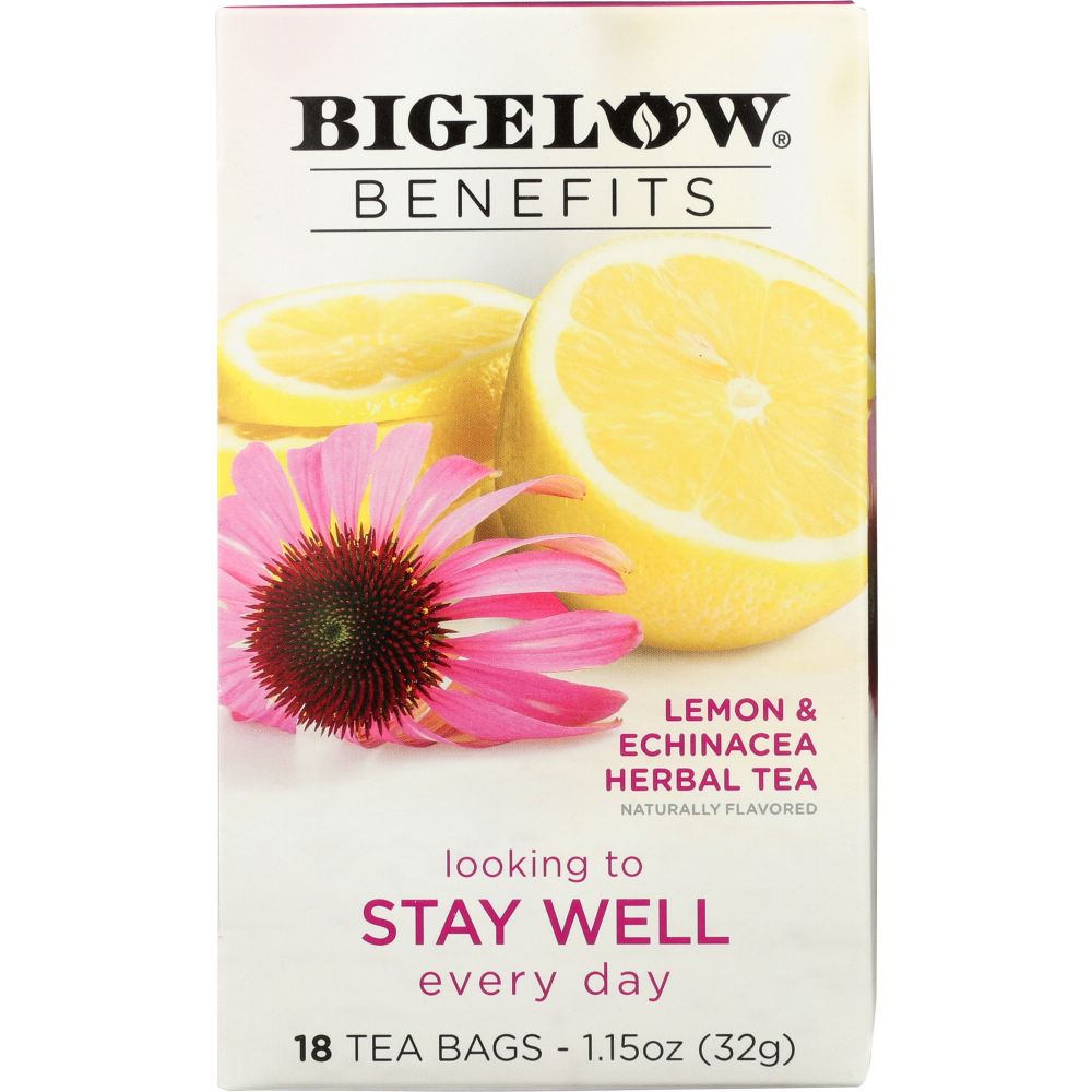 BIGELOW: Benefits Lemon and Echinacea Herbal Tea 18 Bags, 1.15 oz