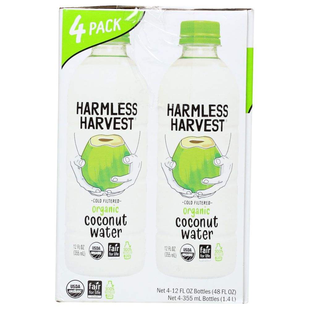 HARMLESS HARVEST: Coconut Water 12Oz-4Pk, 48 oz