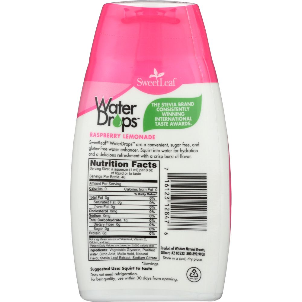 SWEETLEAF STEVIA: Water Drop Raspberry Lemon, 1.62 fo