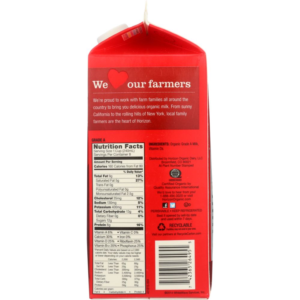 HORIZON: Organic Whole Milk, 64 oz