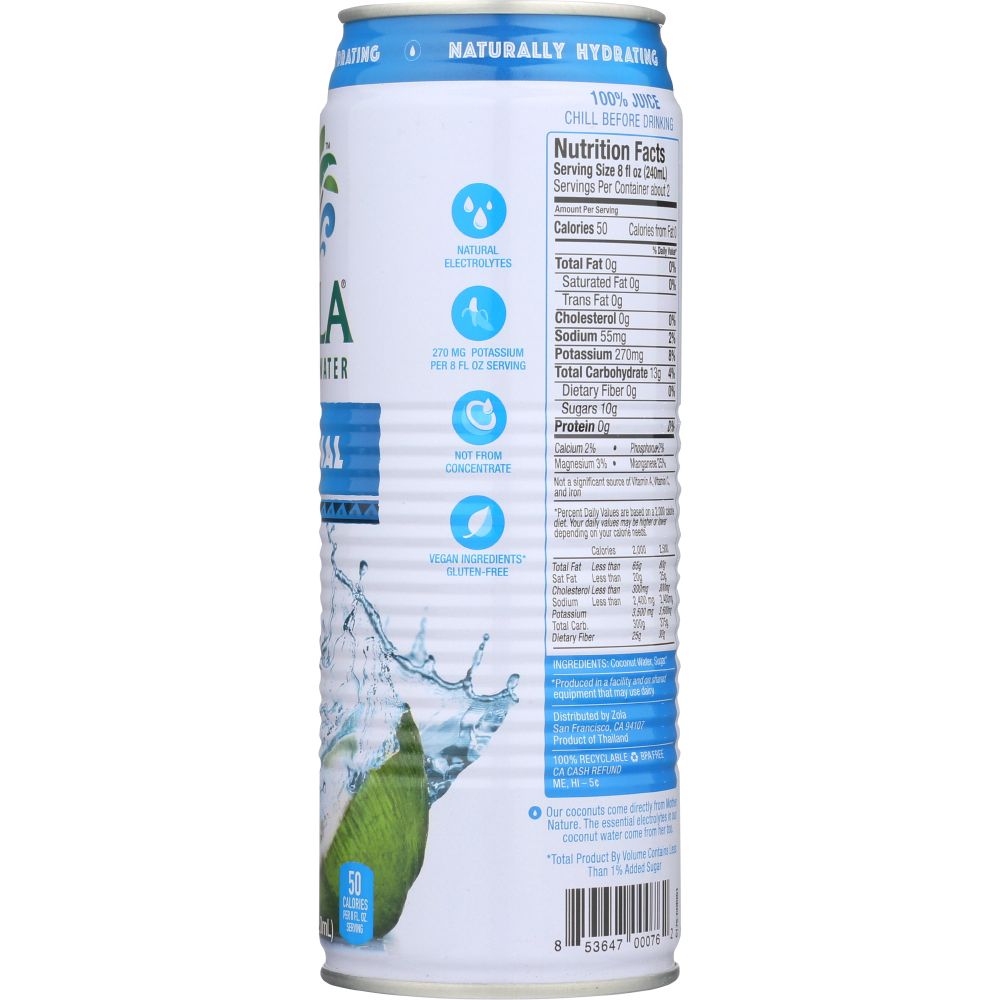 ZOLA: 100% Pure Coconut Water, 17.5 oz
