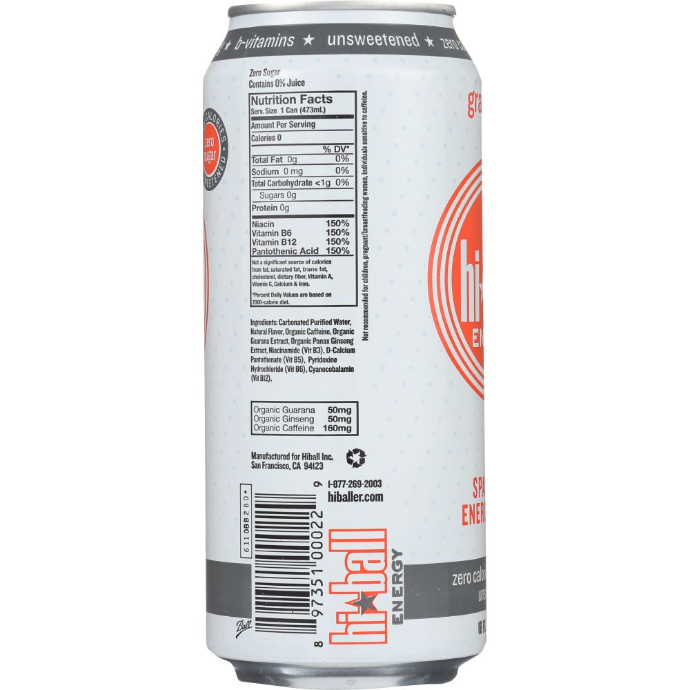 HI BALL ENERGY: Grapefruit Sparkling Energy Water, 16 oz