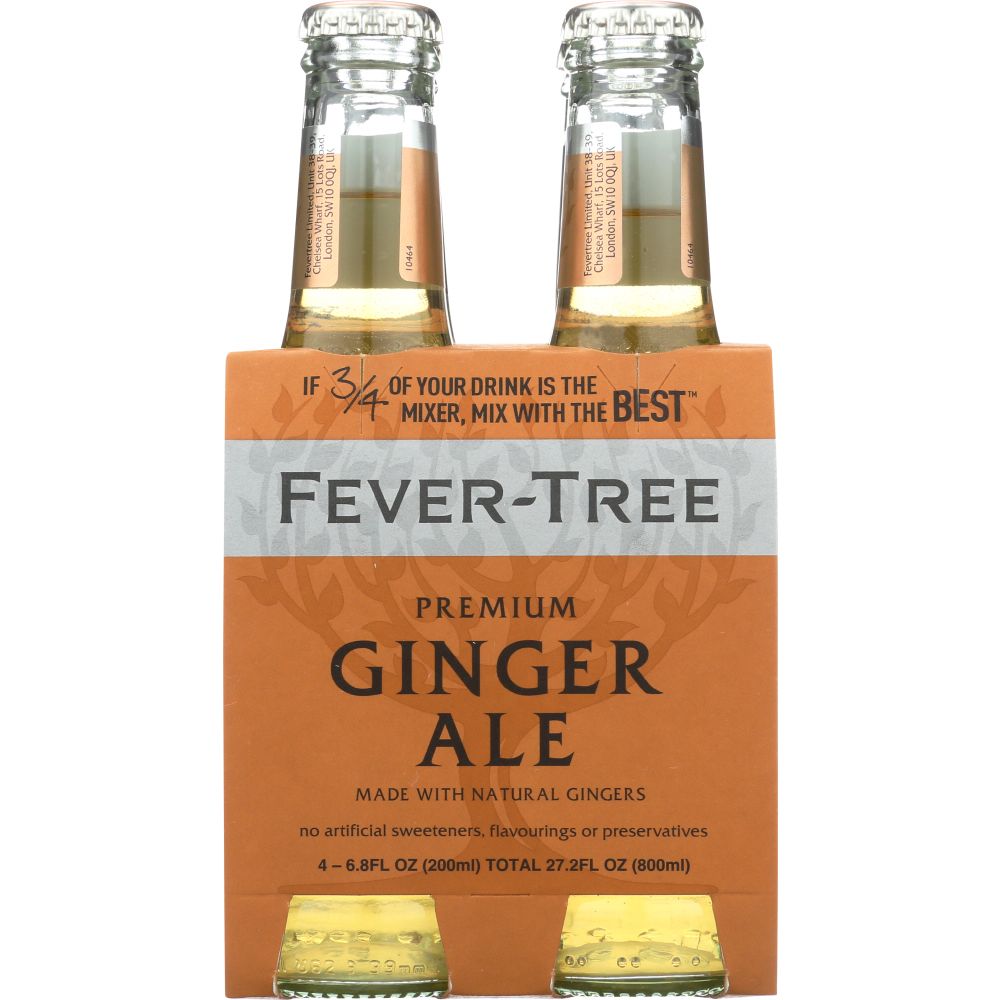 FEVER-TREE: Premium Ginger Ale 4x6.8 oz Bottles, 27.2 oz