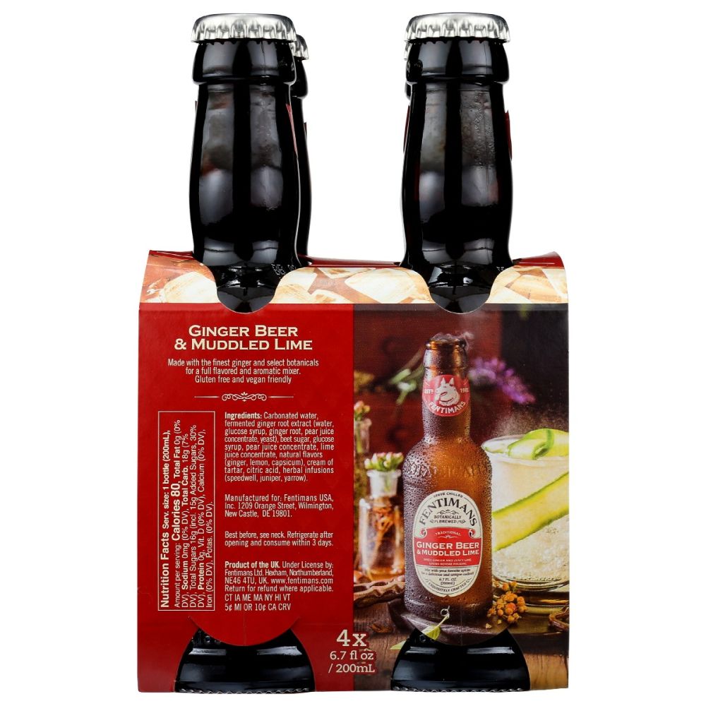 FENTIMANS: Mixer Ginger Beer Muddled Lime 4 pk, 26.8 fo