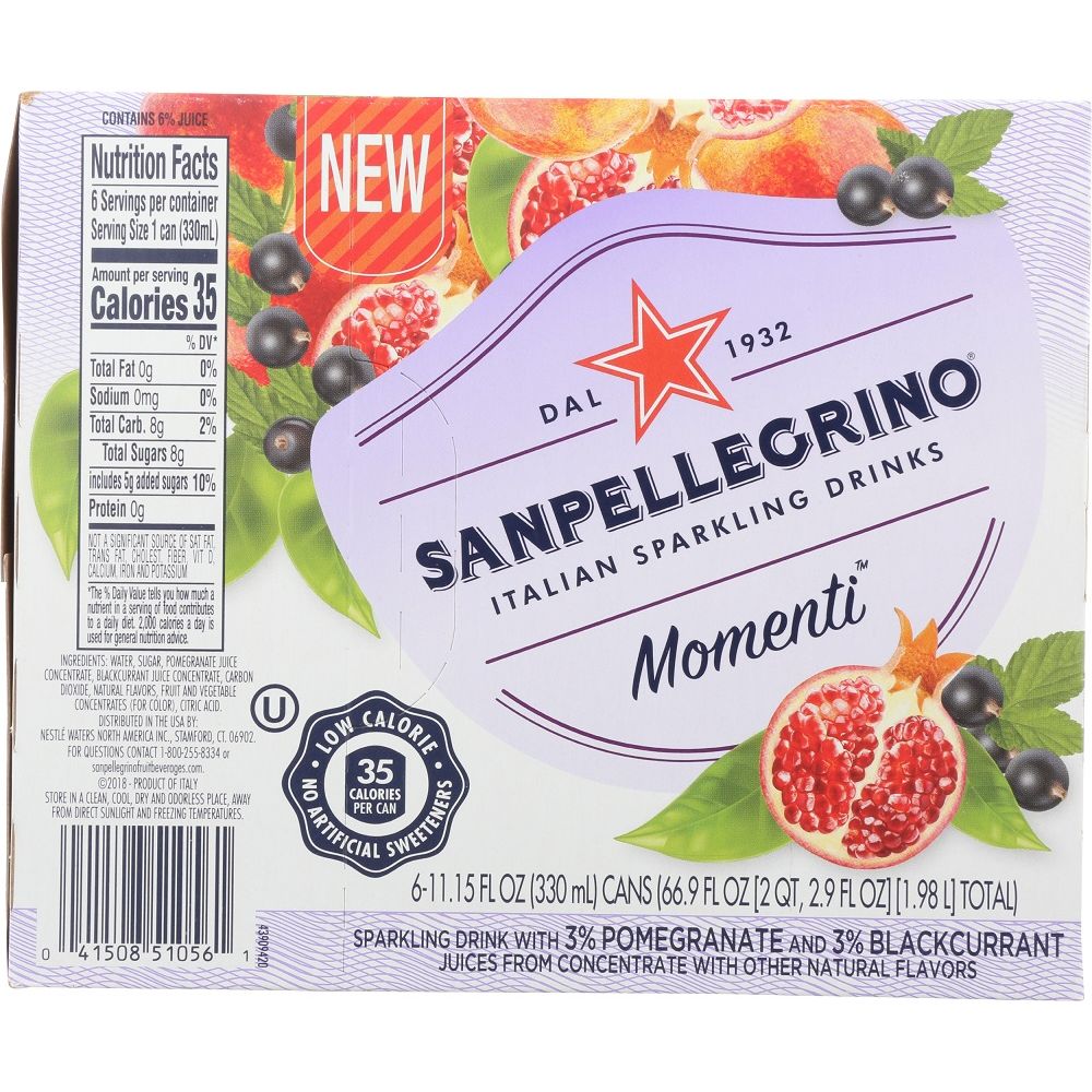 SAN PELLEGRINO: Momenti Pomegranate & Blackcurrant Sparkling Drinks 6 Count, 66.90 fl oz