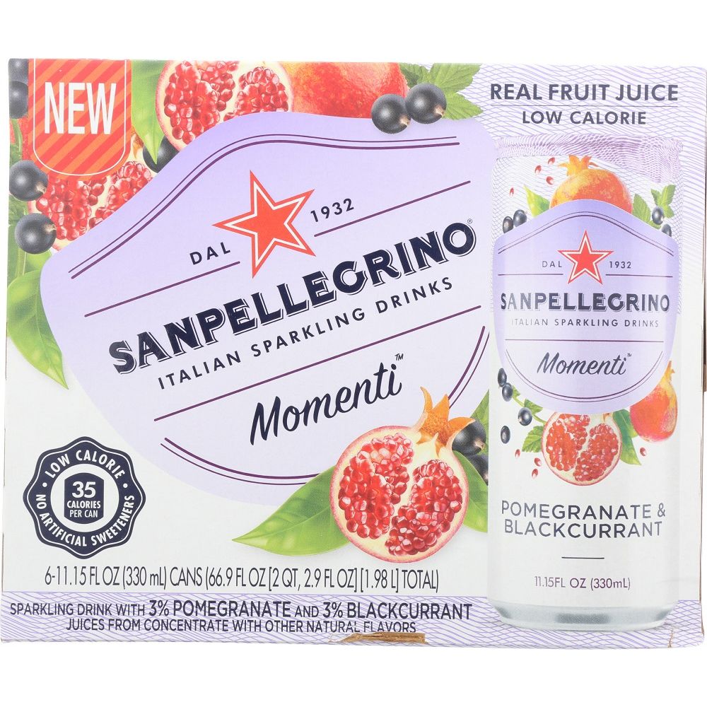 SAN PELLEGRINO: Momenti Pomegranate & Blackcurrant Sparkling Drinks 6 Count, 66.90 fl oz