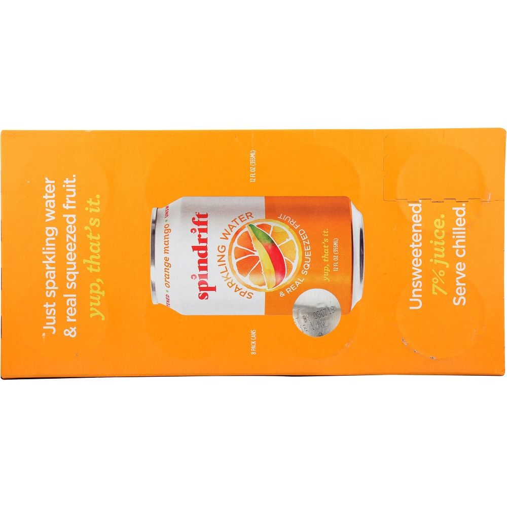 SPINDRIFT: Orange Mango Sparkling Water 8 Pack, 96 fo
