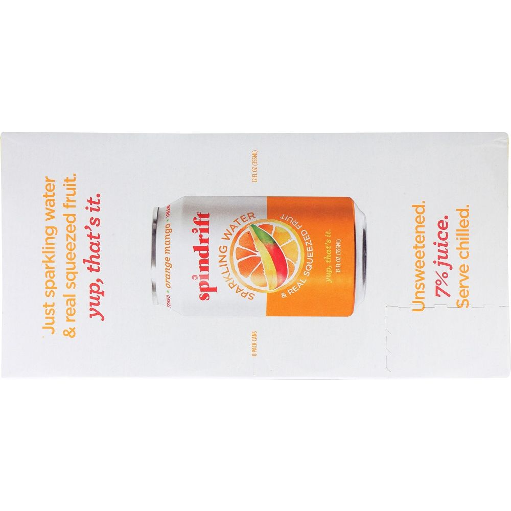 SPINDRIFT: Orange Mango Sparkling Water 8 Pack, 96 fo
