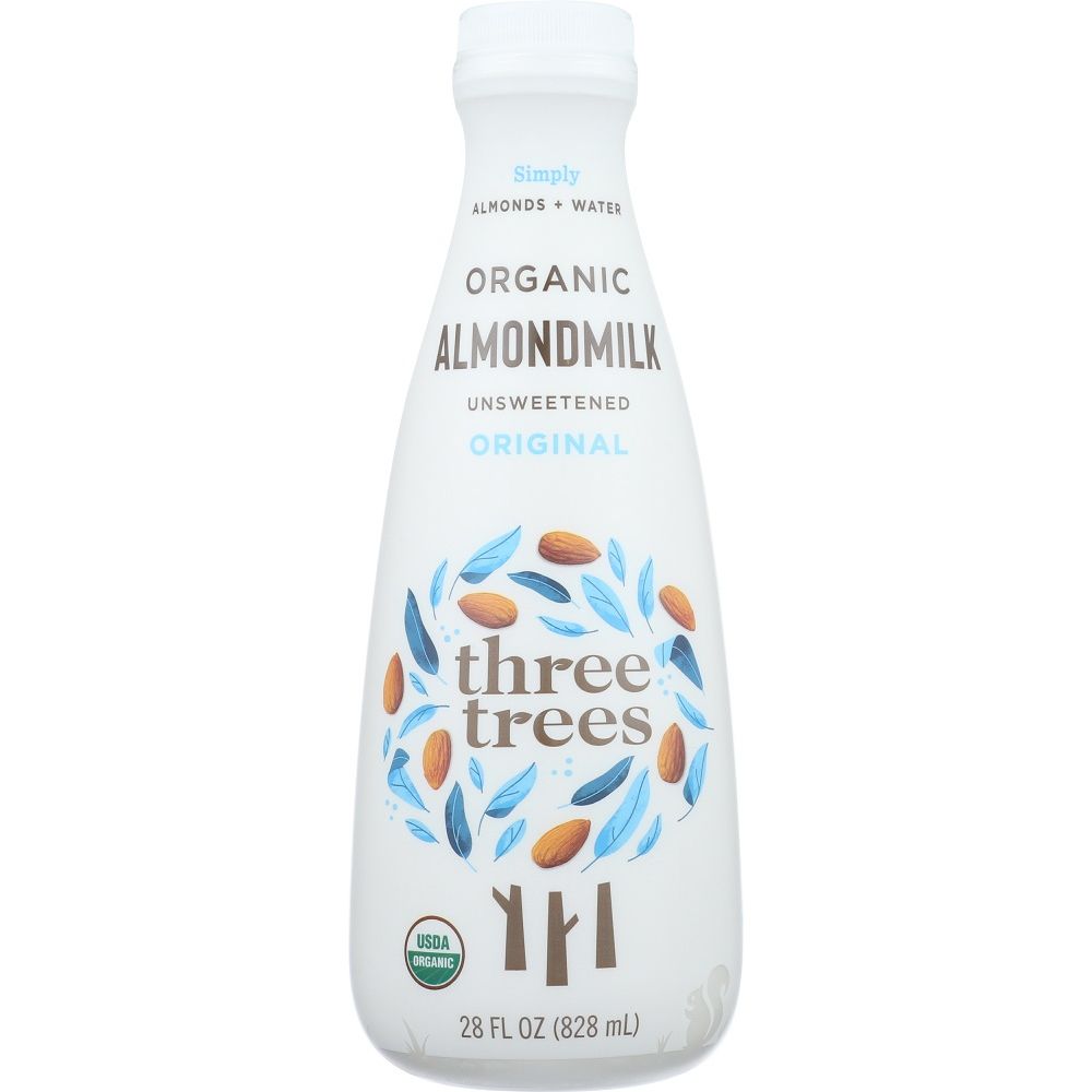 THREE TREES: Unsweetened Original Almond Milk, 28 oz