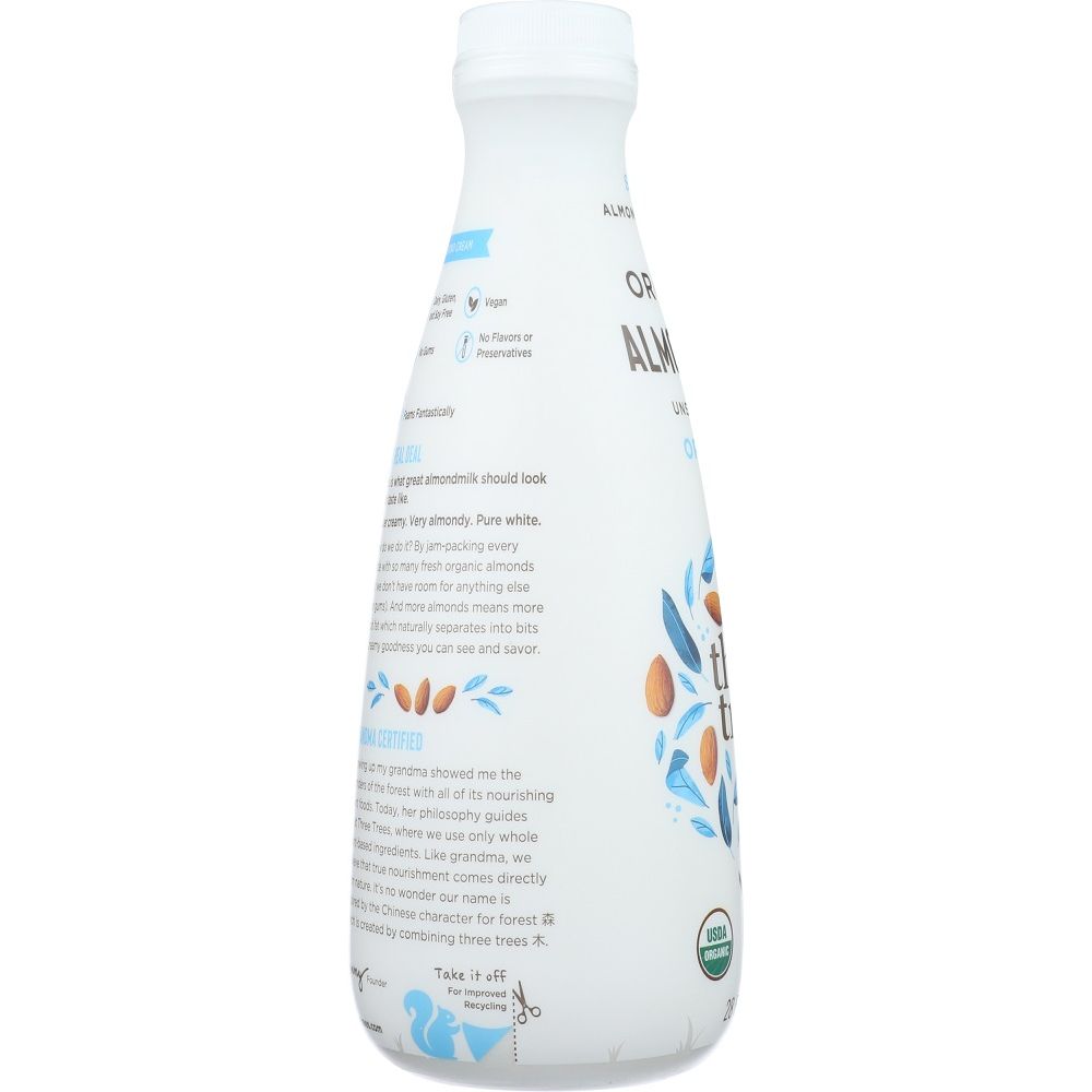 THREE TREES: Unsweetened Original Almond Milk, 28 oz