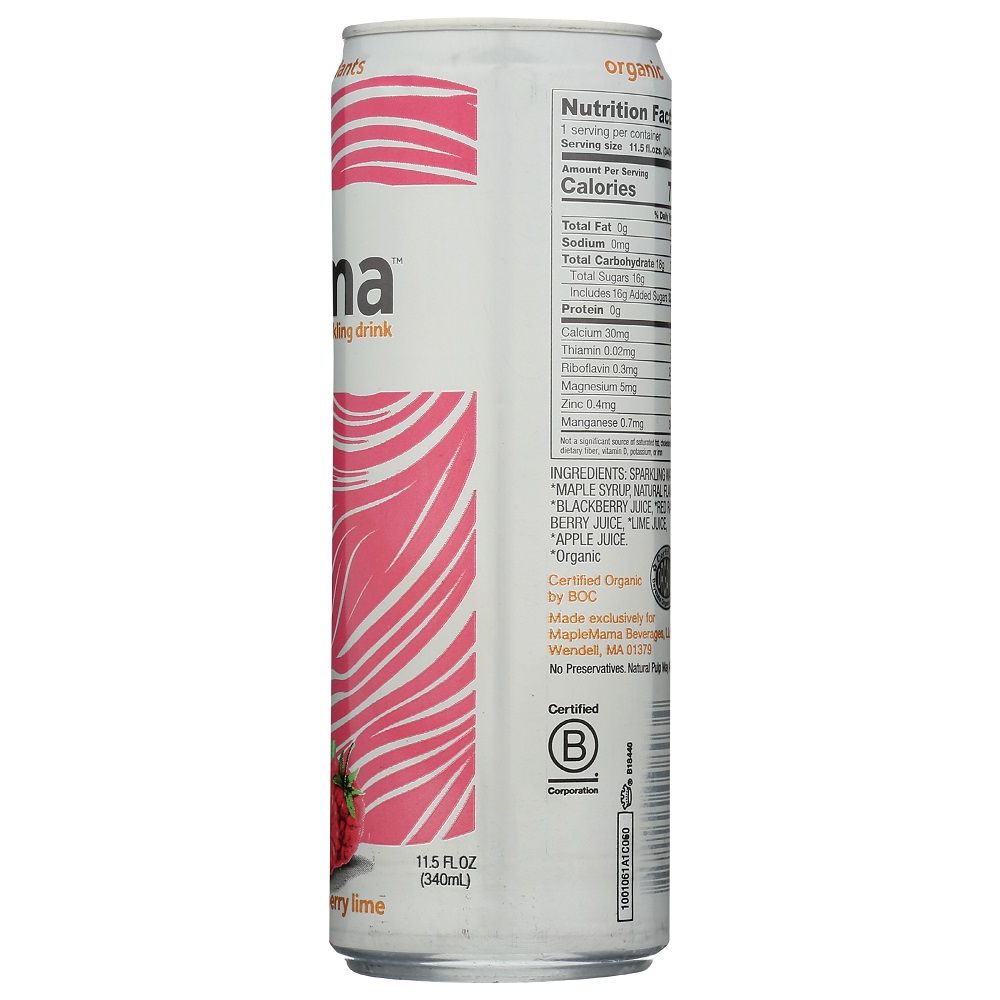 MAPLE MAMA: Raspberry Lime Organic Sparkling Drink, 11.5 fo