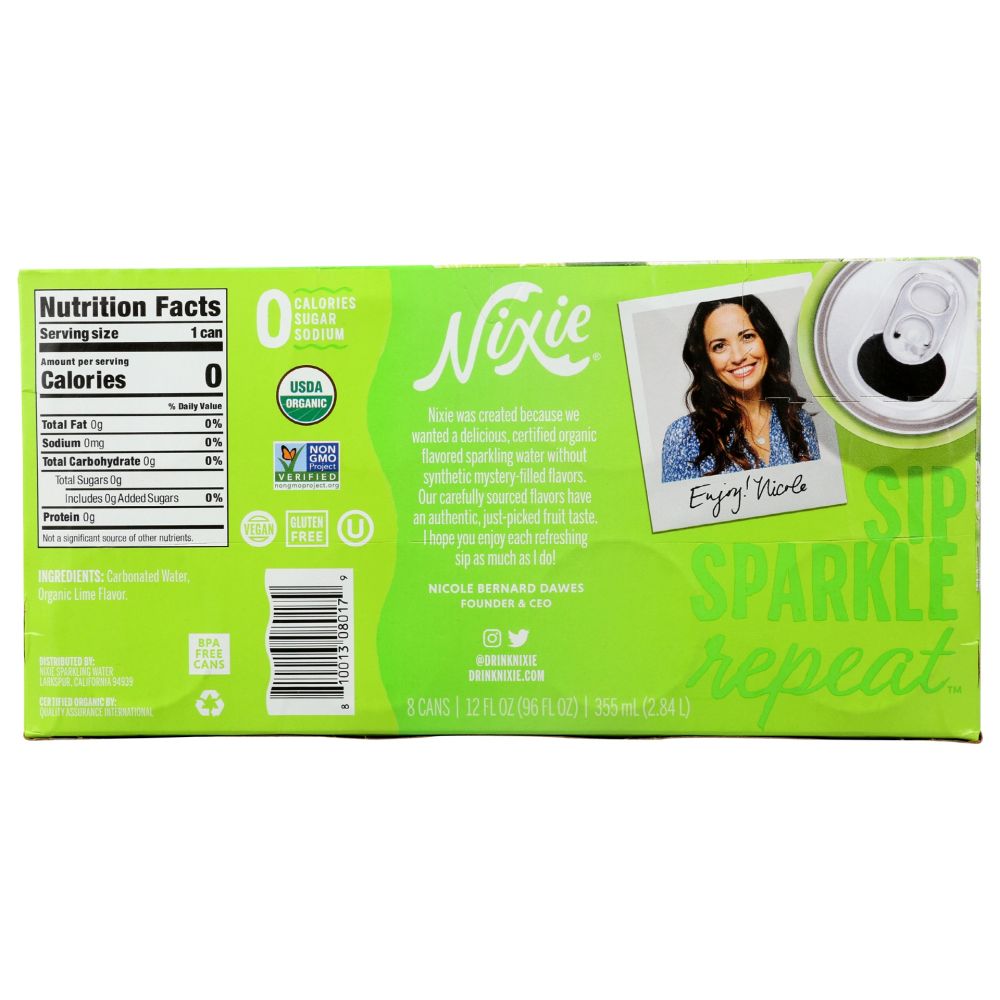 NIXIE: Water Sprk Lime 8Pk, 96 fo