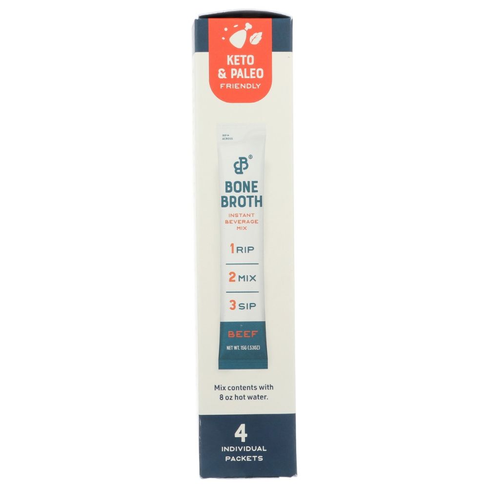 BARE BONES: Beef Instant Bone Broth 4 Packets, 2.11 oz