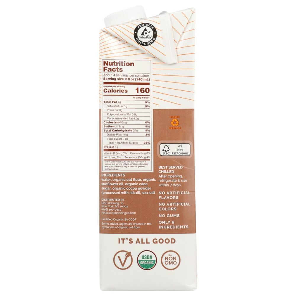 RISE BREWING CO: Organic Chocolate Oat Milk, 32 fo