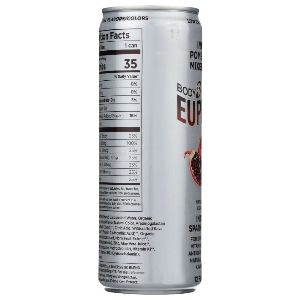 BODY INTELLIGENCE: Euphoria Intelligent Sparkling Water Pomegranate Mixed Berries, 12 fo