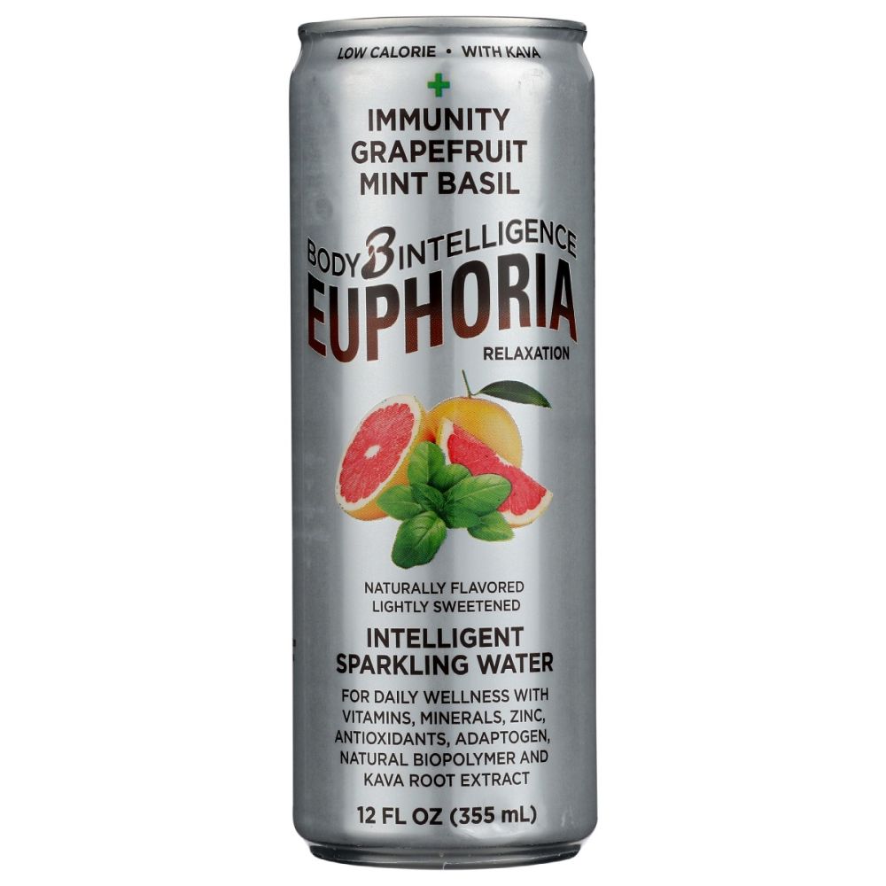 BODY INTELLIGENCE: Euphoria Intelligent Sparkling Water Grapefruit Mint Basil, 12 fo
