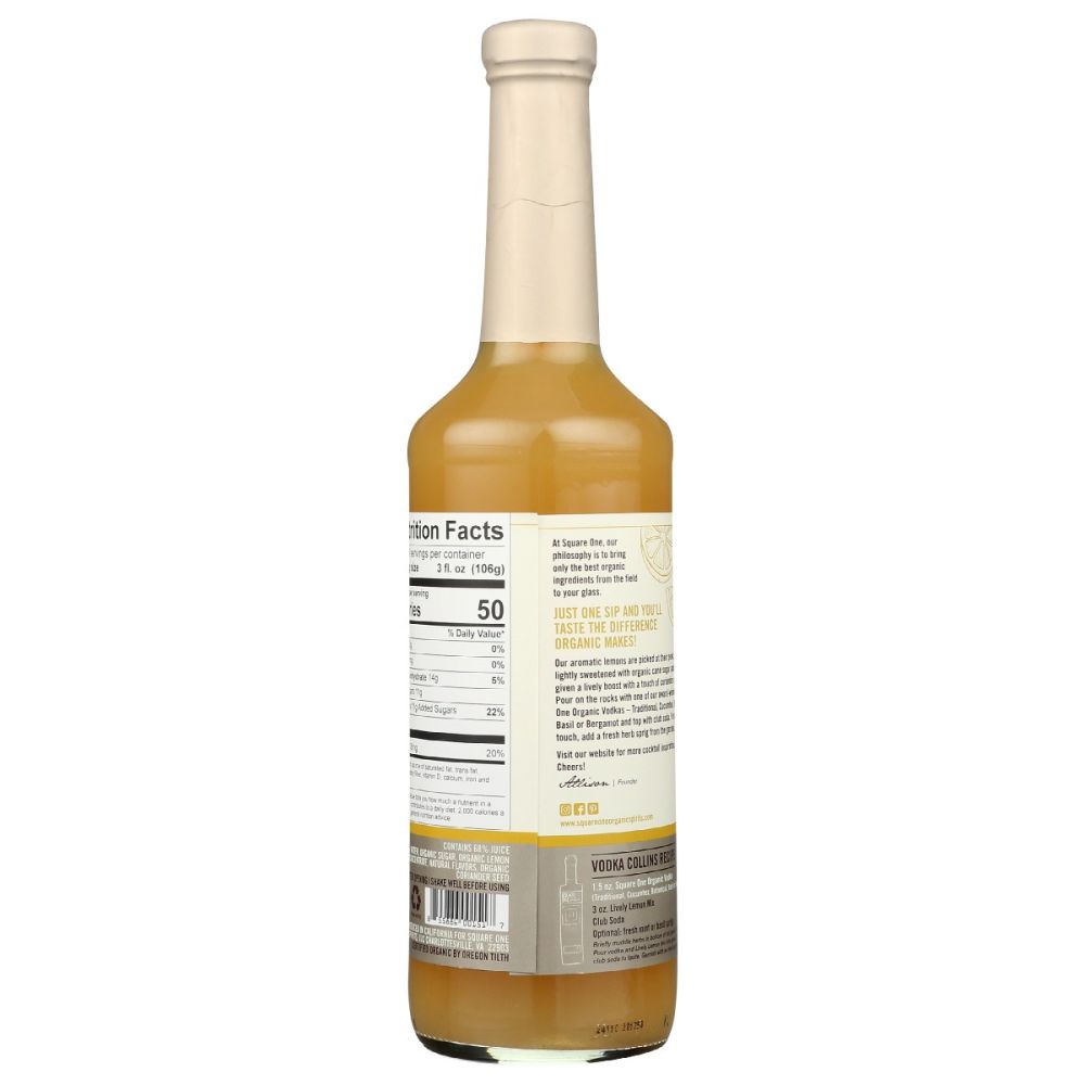 SQUARE ONE ORGANIC SPIRITS: Lively Lemon Mixer, 750 ml