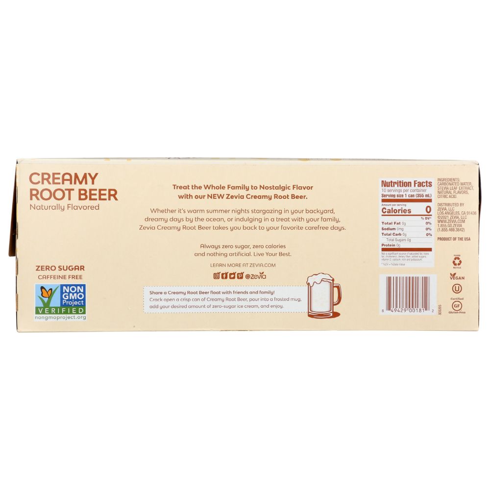 ZEVIA: Soda Root Beer Creamy, 120 fo