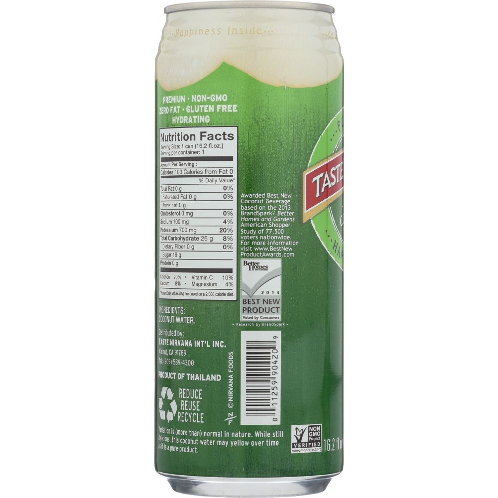 TASTE NIRVANA: Real Coconut Water in Can, 16.2 oz