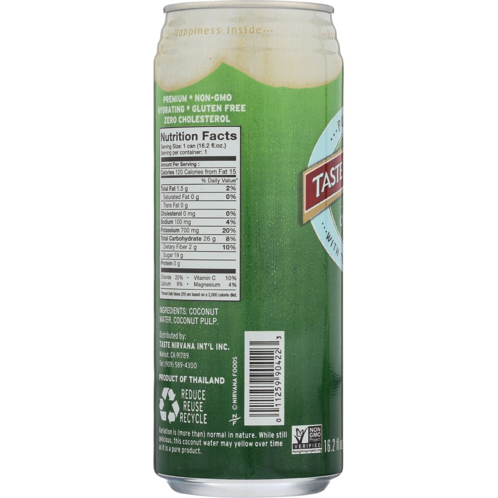 TASTE NIRVANA: Coconut Water with Pulp in Can, 16.2 oz