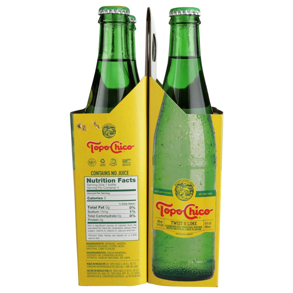 TOPO CHICO: Sparkling Water Lime Twist 4pk, 12 oz