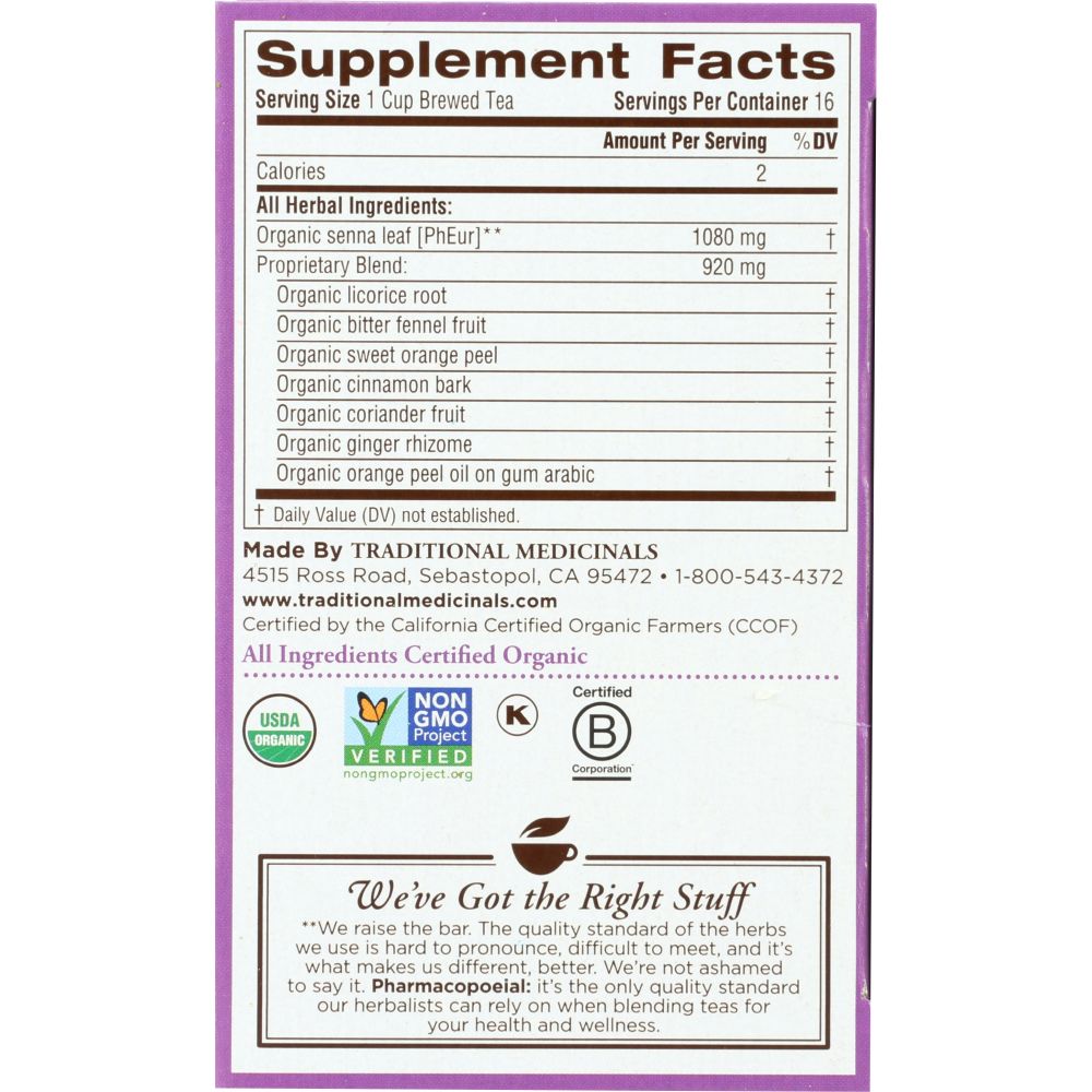 TRADITIONAL MEDICINALS: Organic Smooth Move Herbal Tea 16 Tea Bags, 1.13 oz