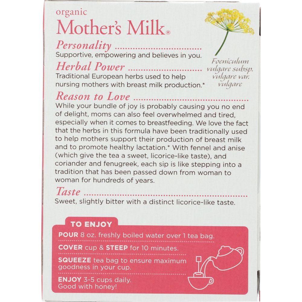 TRADITIONAL MEDICINALS: Organic Mother's Milk Herbal Tea 16 Tea Bags, 0.99 oz