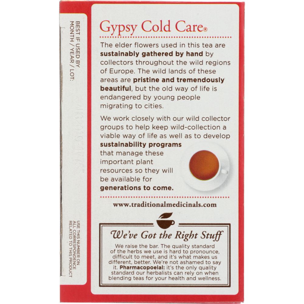 TRADITIONAL MEDICINALS: Gypsy Cold Care Herbal Tea 16 Tea Bags, 0.99 oz