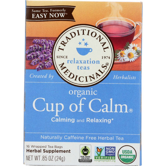 TRADITIONAL MEDICINALS: Organic Cup of Calm Caffeine Free Herbal Tea 16 Tea Bags, 0.85 oz