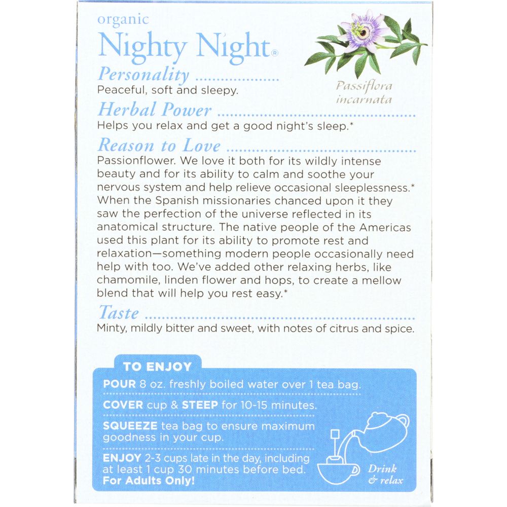 TRADITIONAL MEDICINALS: Organic Nighty Night Herbal Tea 16 Tea Bags, 0.85 oz