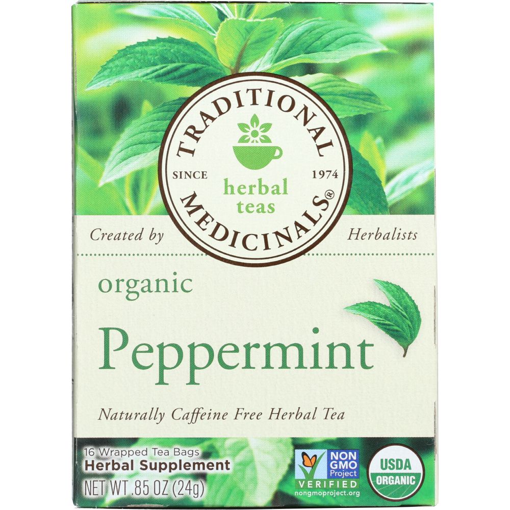 TRADITIONAL MEDICINALS: Organic Peppermint Herbal Tea 16 Tea Bags, 0.85 oz