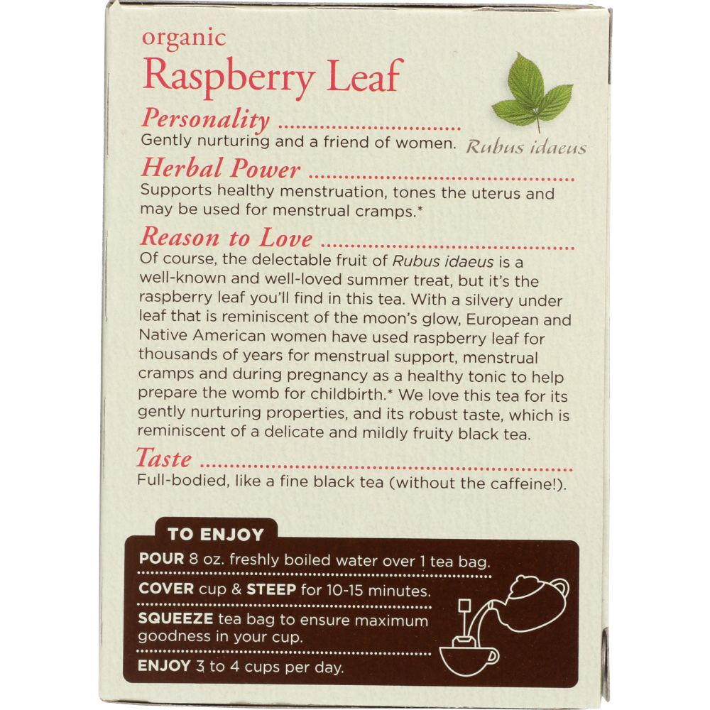 TRADITIONAL MEDICINALS: Organic Raspberry Leaf Caffeine Free Herbal Tea 16 Tea Bags, 0.85 oz