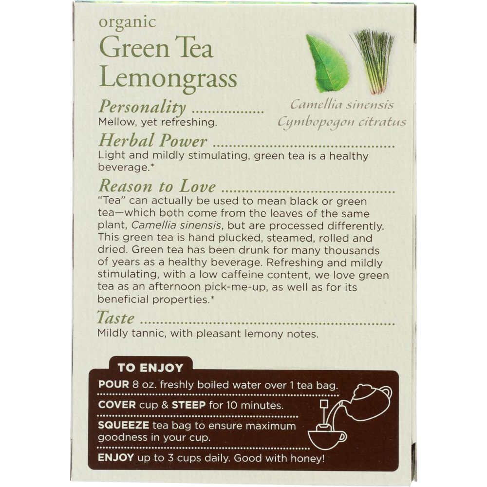 TRADITIONAL MEDICINALS: Organic Green Tea Lemongrass 16 Tea Bags, 0.85 oz