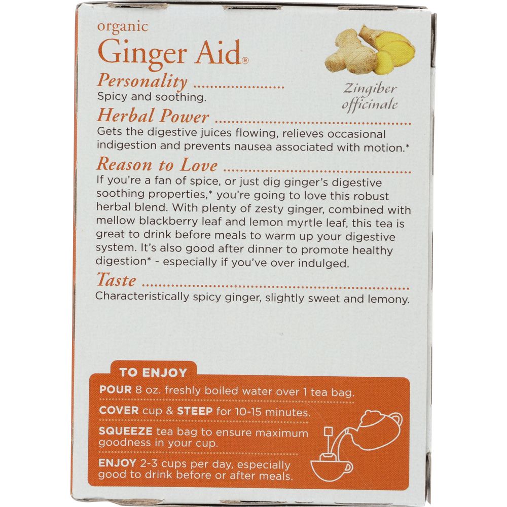 TRADITIONAL MEDICINALS: Organic Ginger Aid Herbal Tea 16 Tea Bags, 1.13 oz