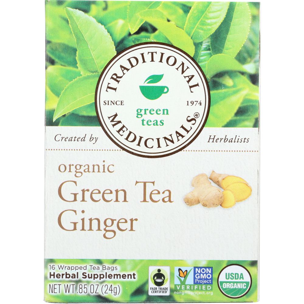 TRADITIONAL MEDICINALS: Organic Green Tea Ginger 16 tea bags, 0.85 oz