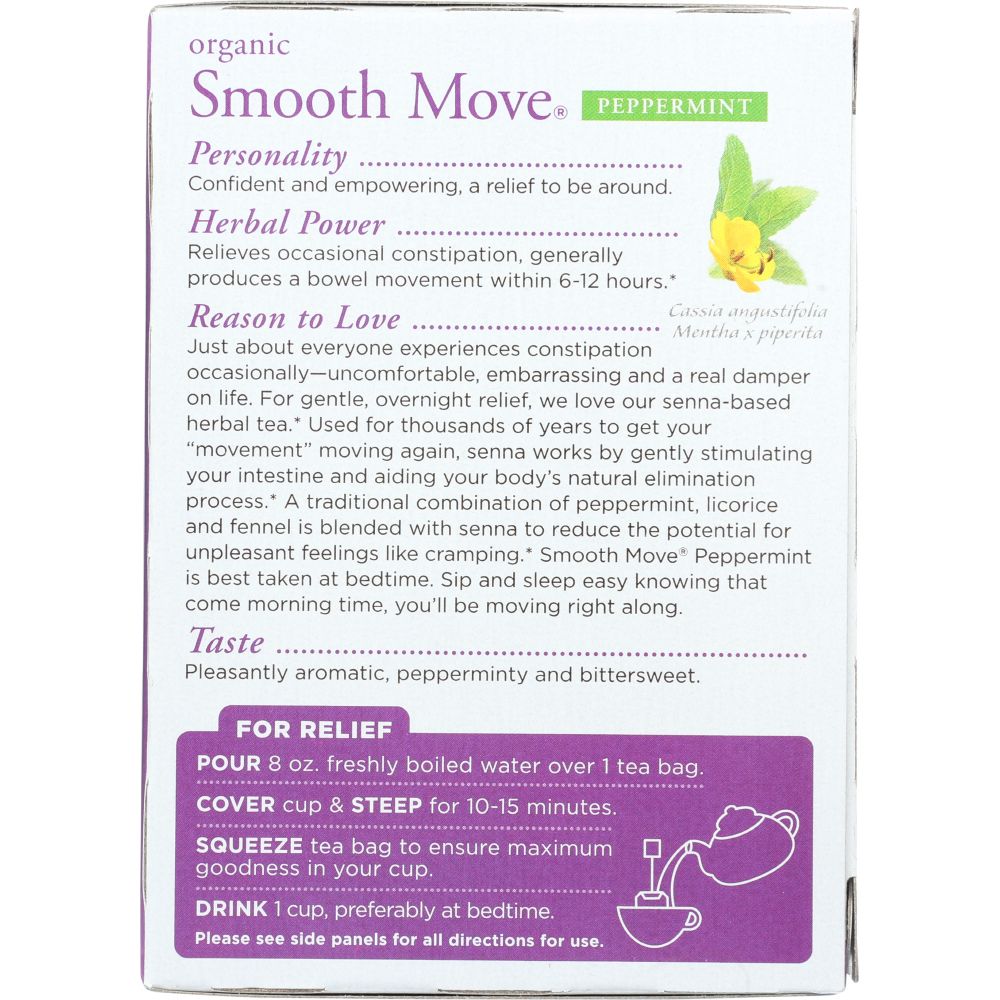 TRADITIONAL MEDICINALS: Organic Smooth Move Peppermint Herbal Tea 16 Tea Bags, 1.13 oz