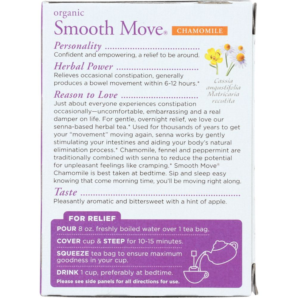 TRADITIONAL MEDICINALS: Organic Smooth Move Chamomile Herbal Tea 16 Tea Bags, 1.13 oz