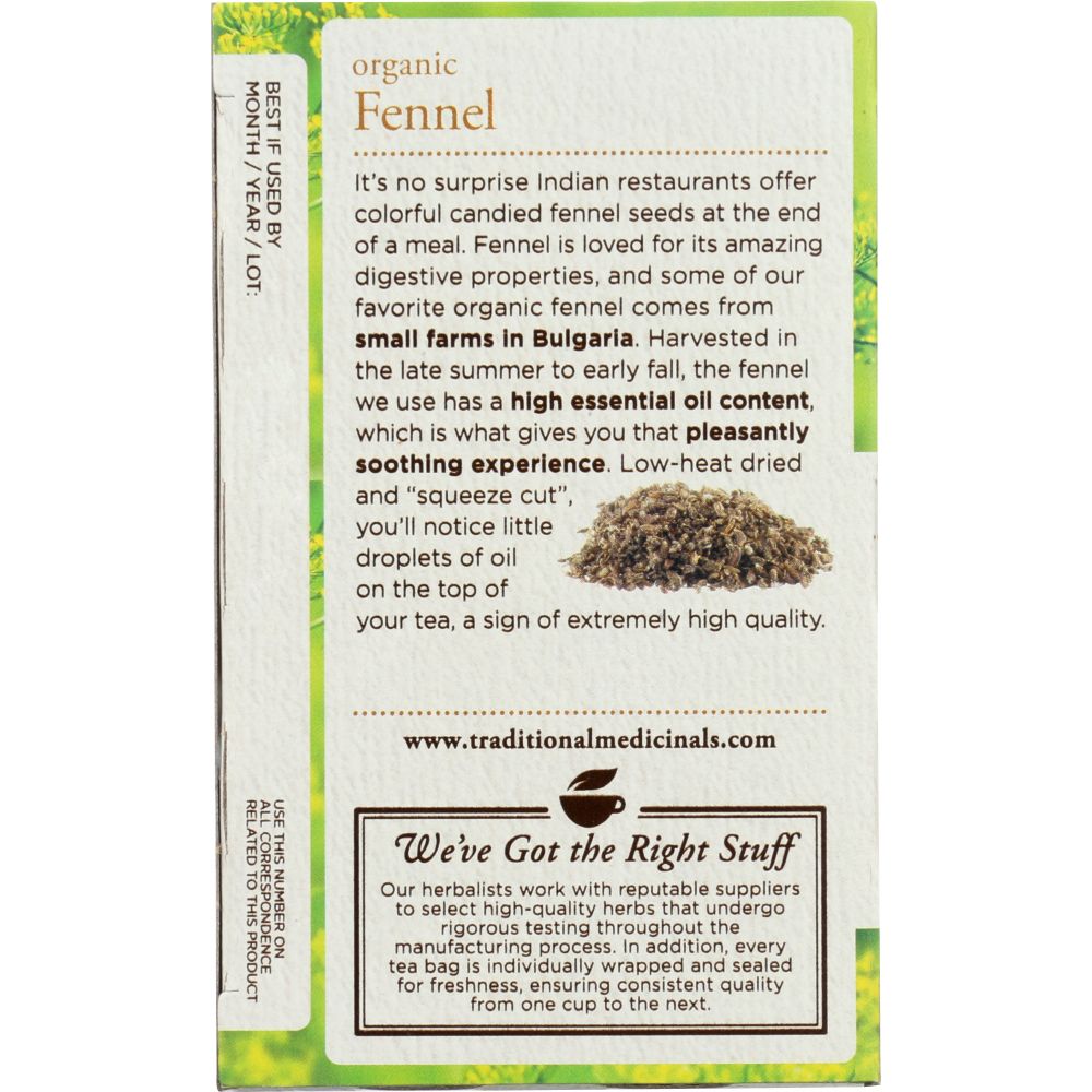 TRADITIONAL MEDICINALS: Tea Fennel Organic, 1.13 oz