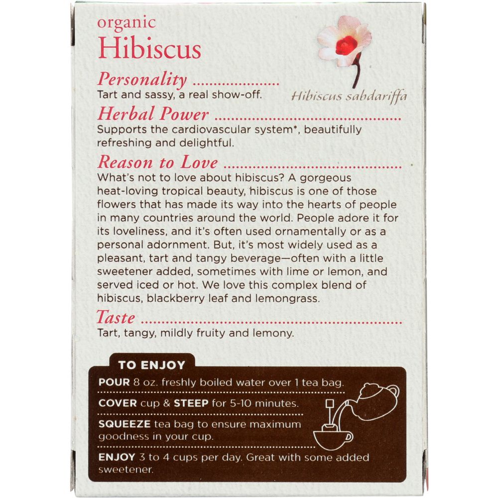 TRADICIONAL MEDICINALS: Organic Hibiscus Caffeine Free Herbal Tea 16 Tea Bags, 0.99 oz