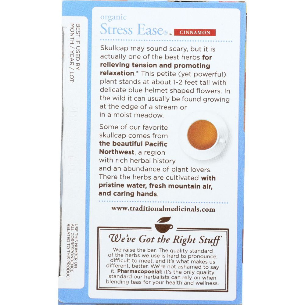 TRADITIONAL MEDICINALS: Organic Stress Ease Cinnamon Tea 16 Tea Bags, 0.85 oz