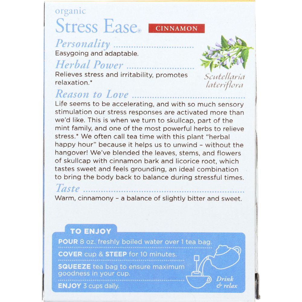 TRADITIONAL MEDICINALS: Organic Stress Ease Cinnamon Tea 16 Tea Bags, 0.85 oz