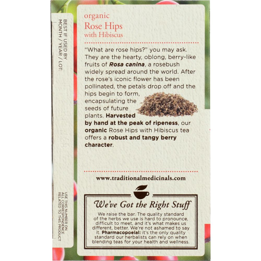 TRADITIONAL MEDICINALS: Tea Rose Hips Hibiscus Organic, 16 bg