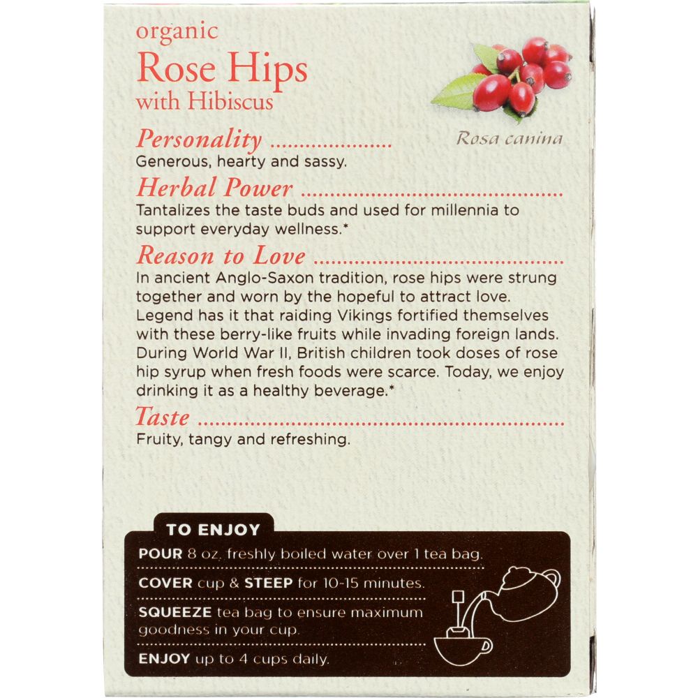 TRADITIONAL MEDICINALS: Tea Rose Hips Hibiscus Organic, 16 bg