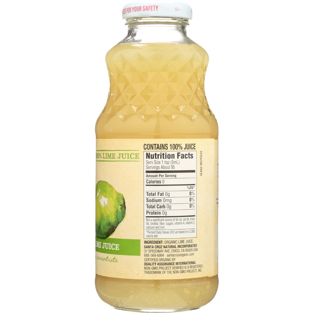 SANTA CRUZ: Organic Pure Lime Juice, 16 Oz