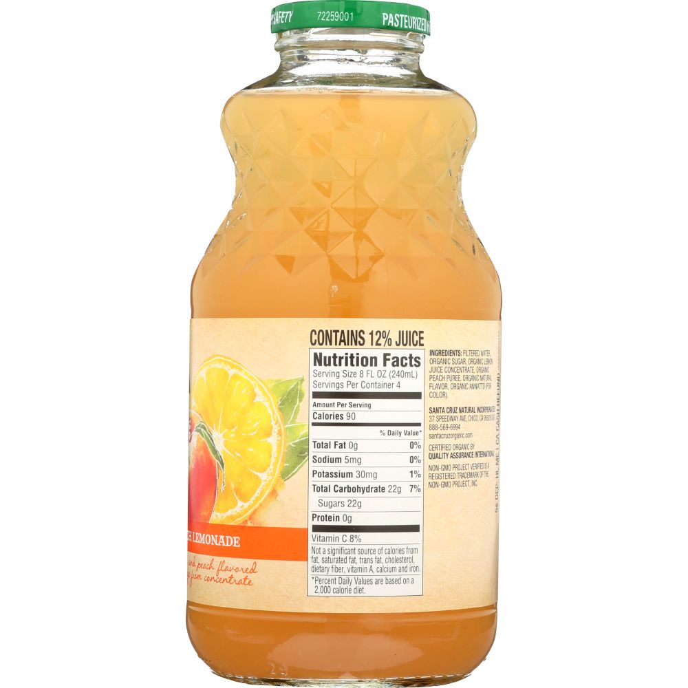 SANTA CRUZ: Organic Peach Lemonade, 32 Oz