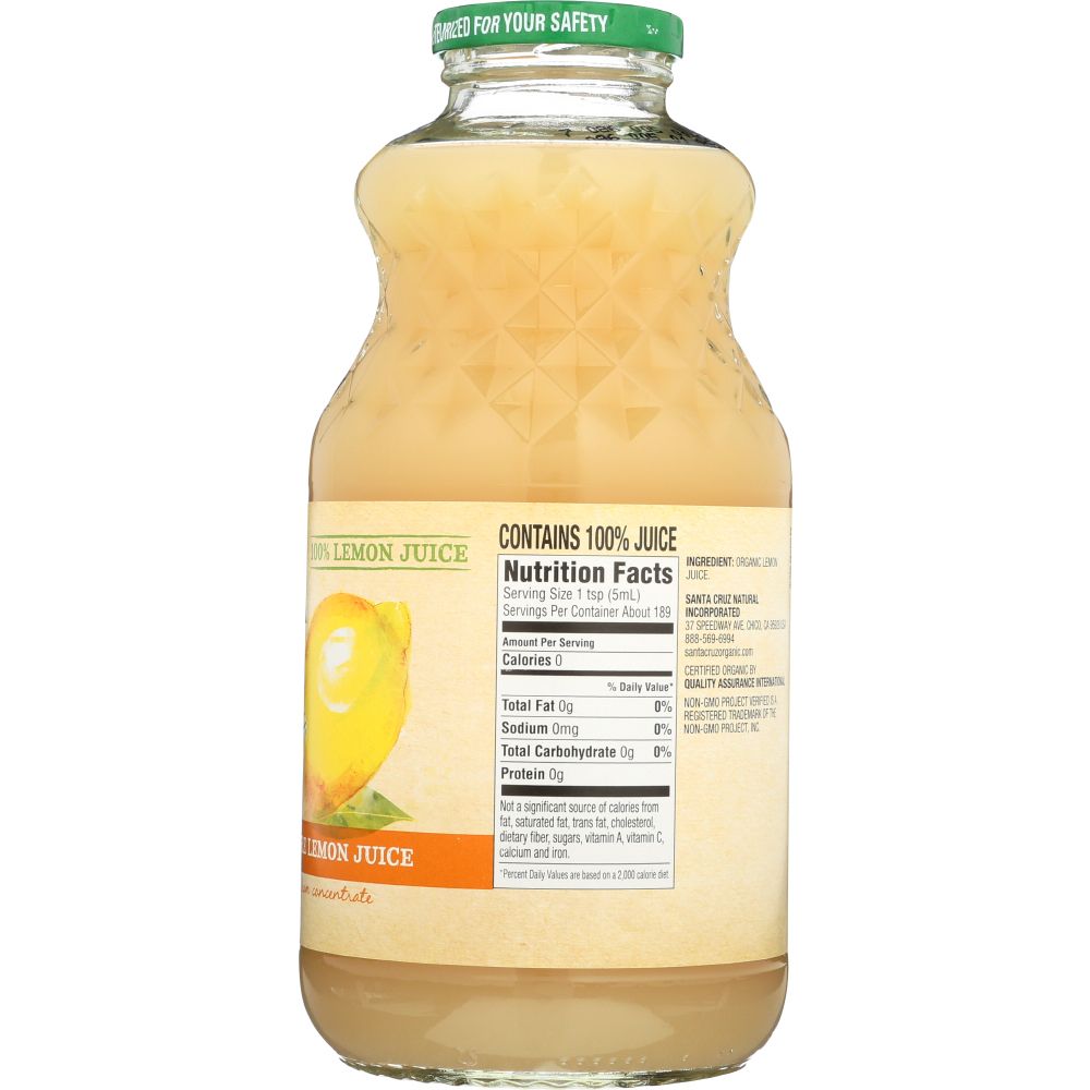 SANTA CRUZ: Organic Pure Lemon Juice, 32 oz