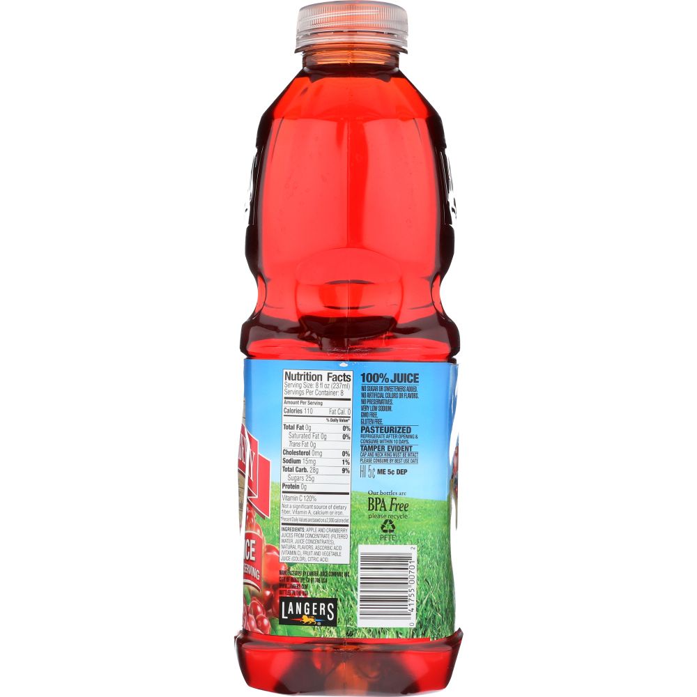 LANGERS: Juice 100% Apple Cranberry, 64 oz