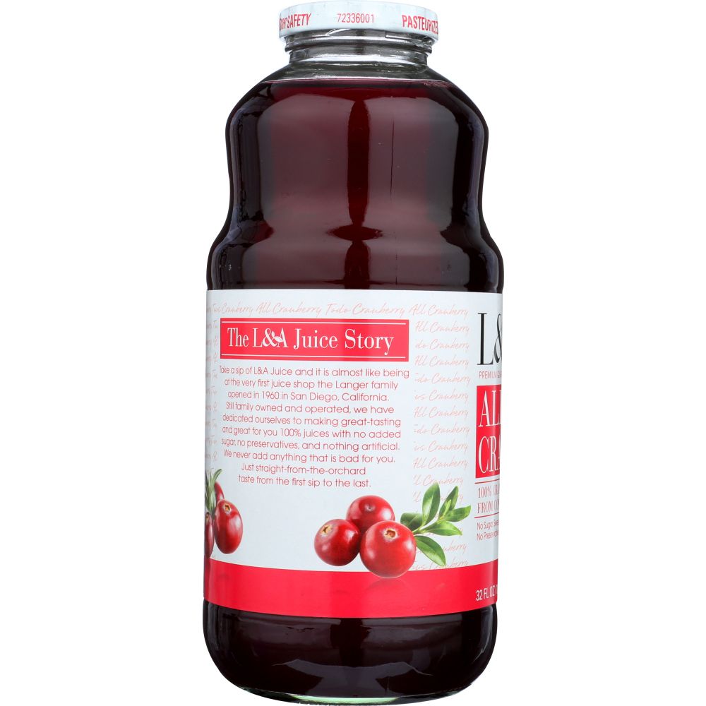 L & A JUICE: All Cranberry Juice, 32 oz